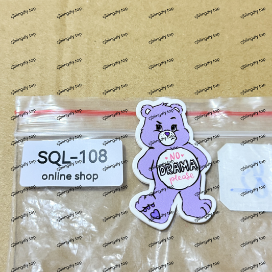 DIY Glitter Acrylics-Bear in Purple for Badge Reels/Earrings/Phone Cases/Keychains